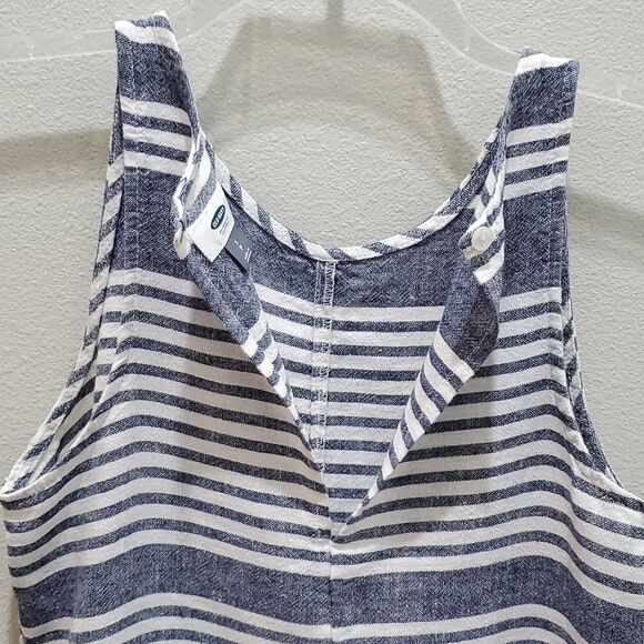 OLD NAVY MIDI SUMMER DRESS, Sz S, Blue/White, Striped, Sleeveless, Linen/Rayon - Picture 7 of 11